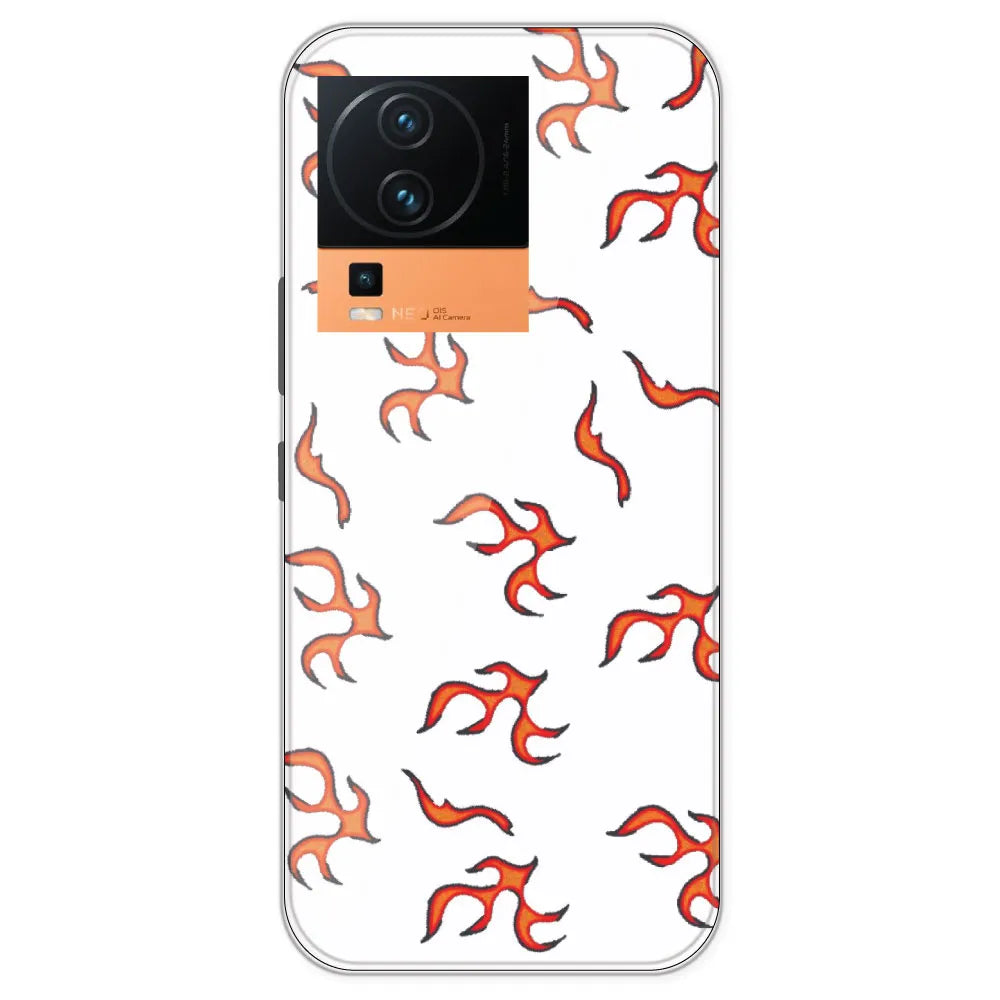 Orange Mini Flames - Clear Printed Silicone Case For IQOO Neo 7 Pro