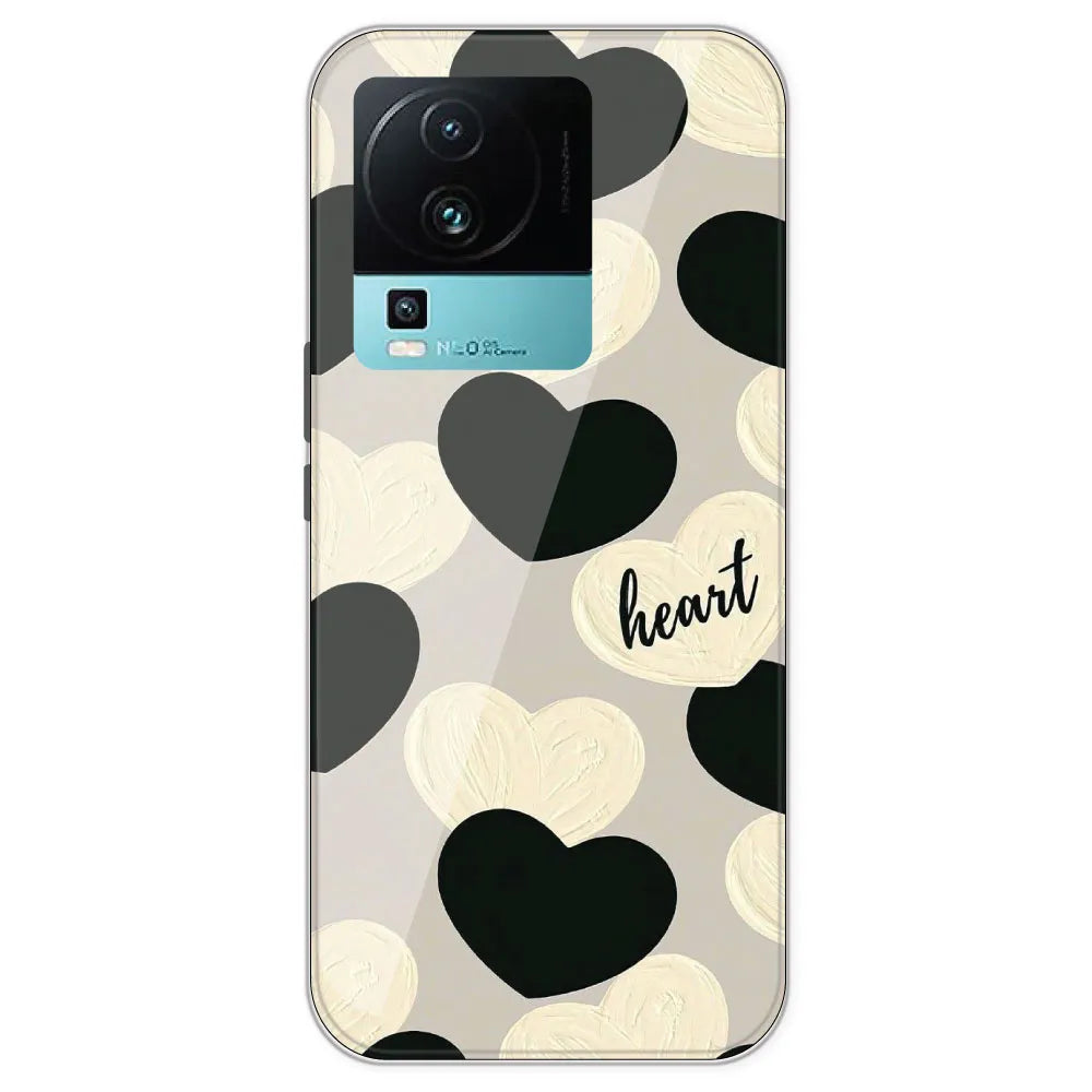 Black And White Heart - Printed Silicone Case For IQOO Neo 7