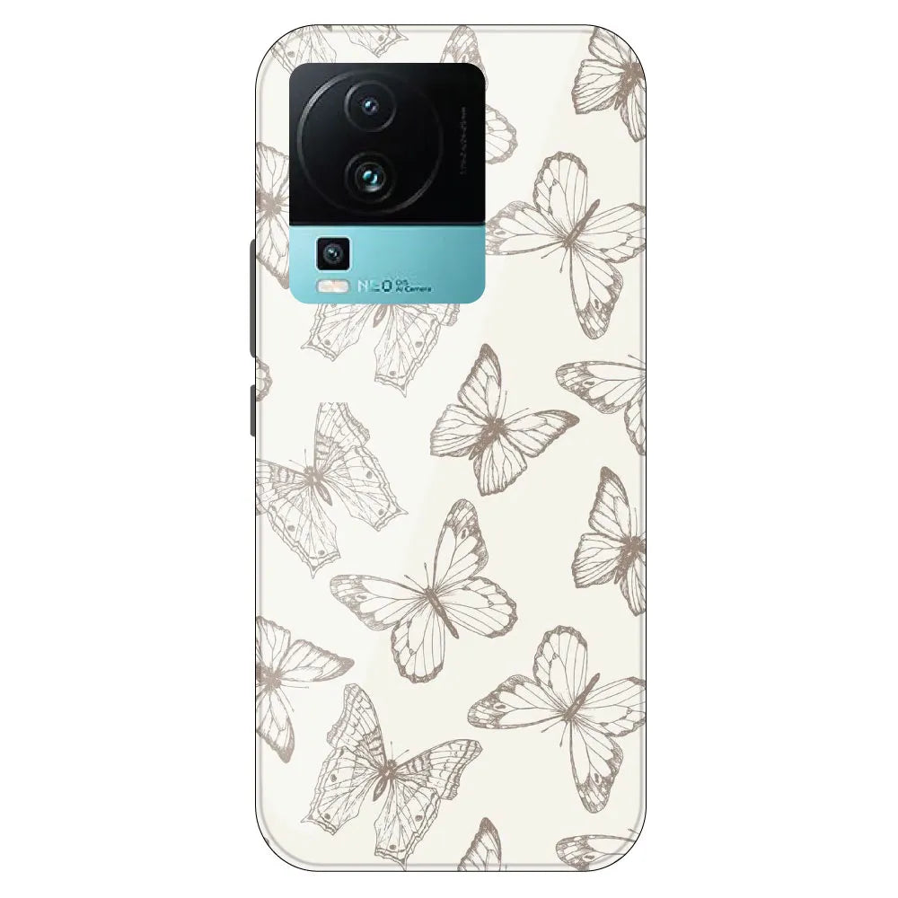 White Butterflies - Printed Silicone Case For IQOO Neo 7