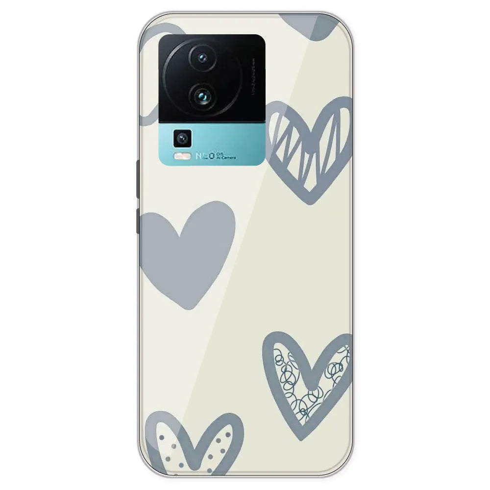 Light Blue Hearts - Printed Silicone Case For IQOO Neo 7