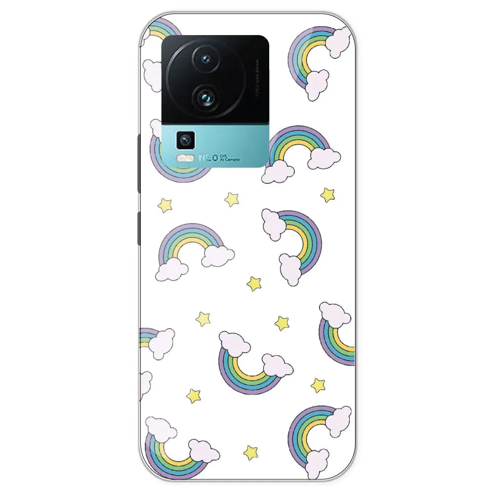 Rainbow With Clouds - Clear Printed Silicone Case For IQOO Neo 7