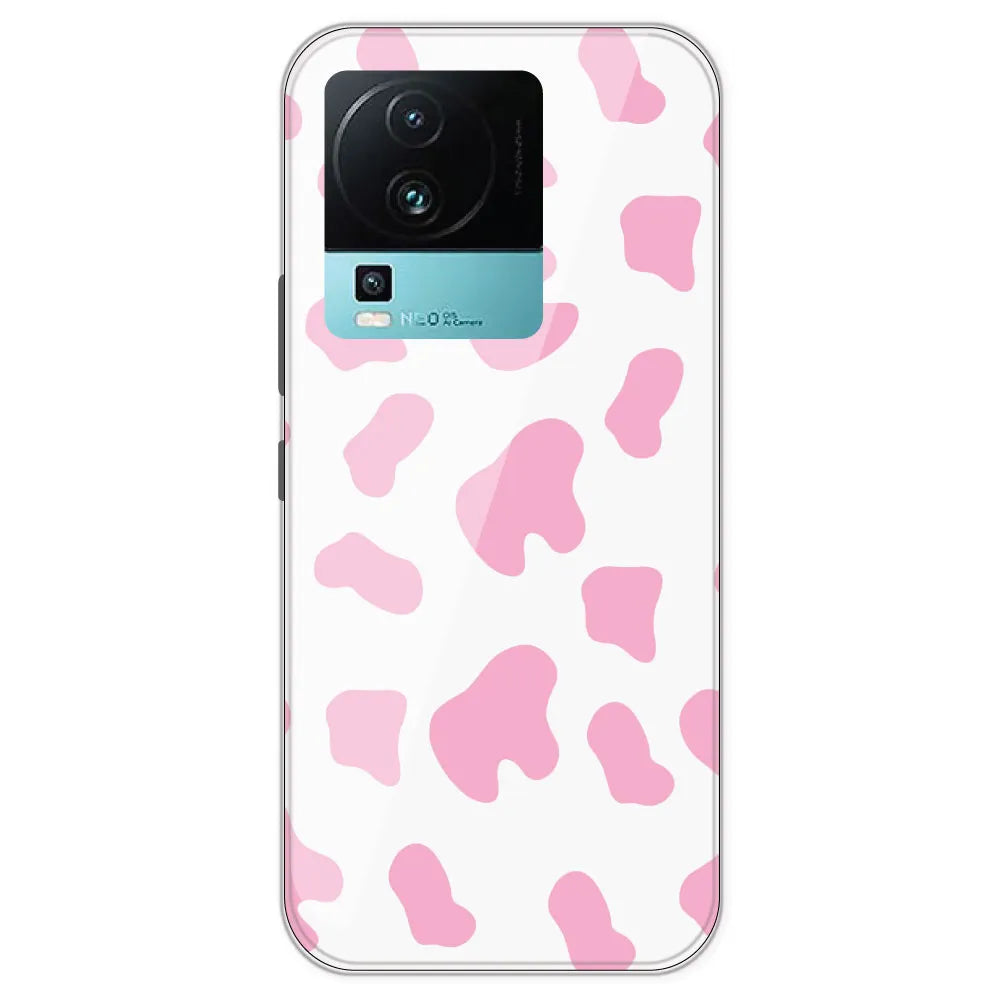 Pink Cow Print - Clear Printed Silicone Case For IQOO Neo 7