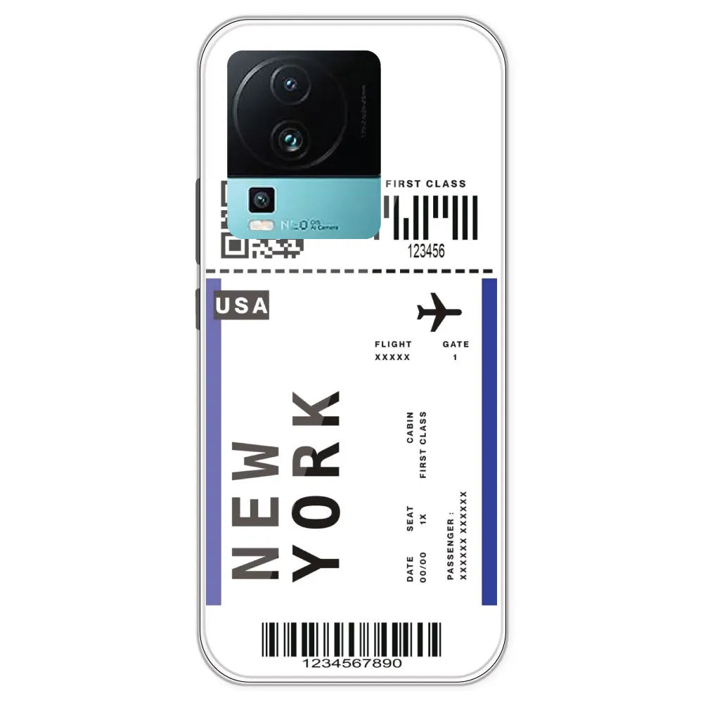 New York Ticket - Clear Printed Silicone Case For IQOO Neo 7