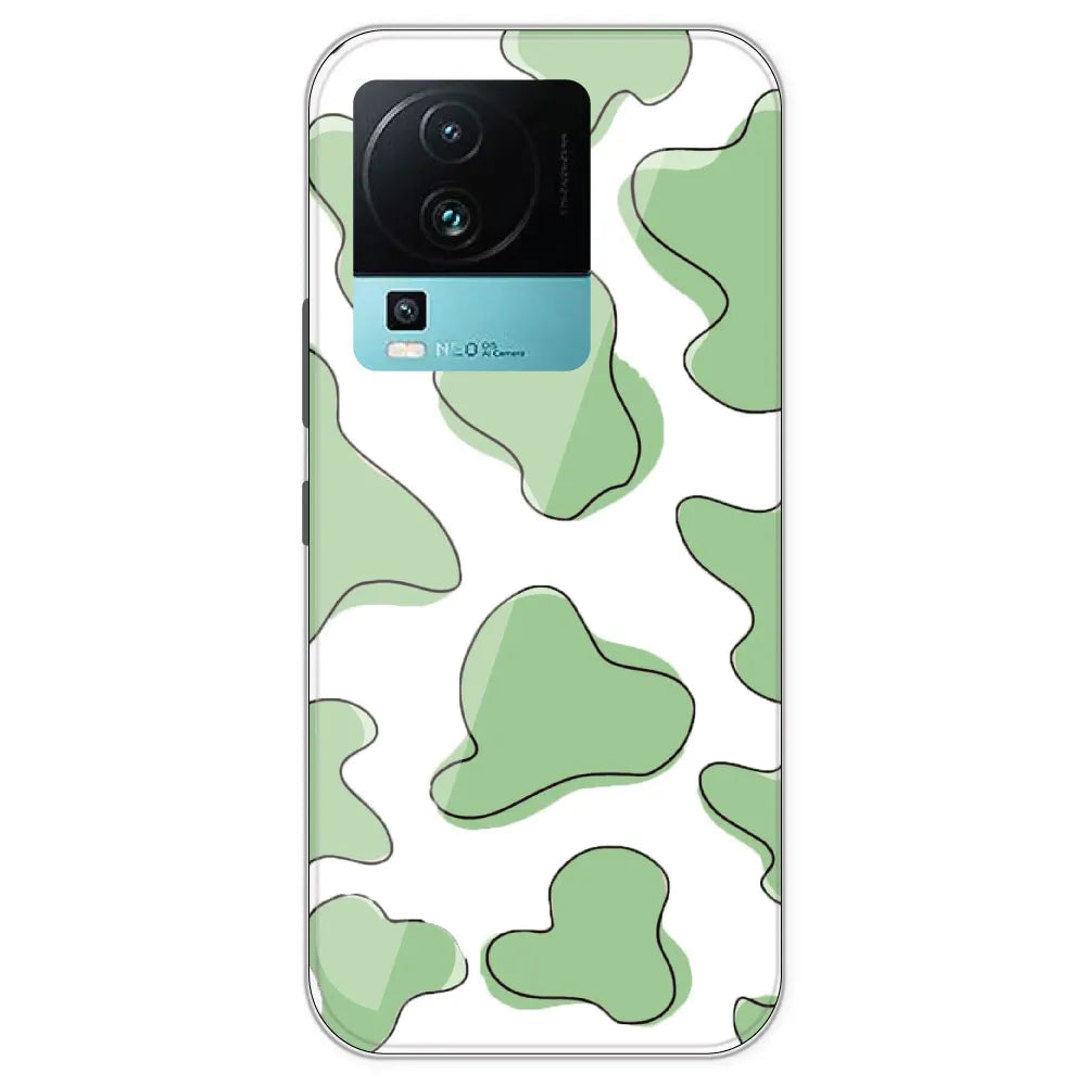 Green Cow Print - Clear Printed Silicone Case For IQOO Neo 7