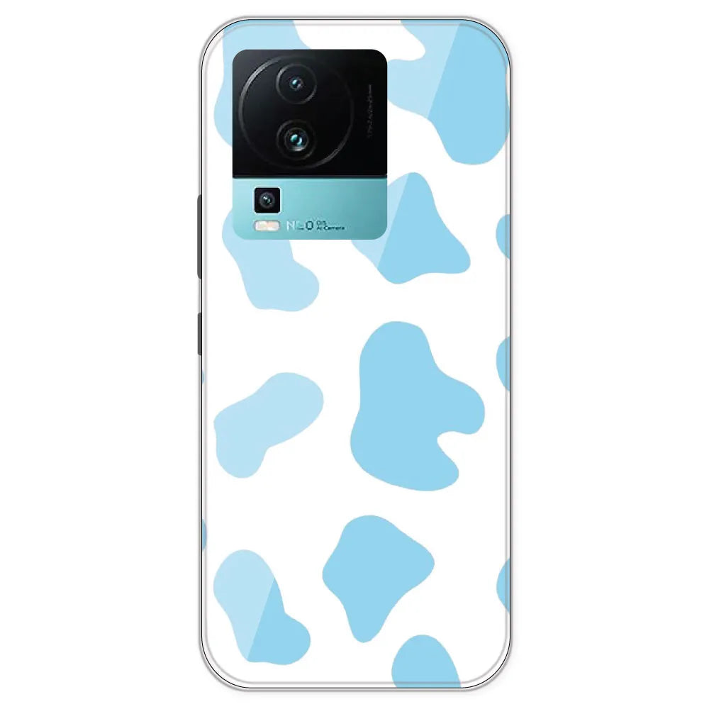 Blue Cow Print - Clear Printed Silicone Case For IQOO Neo 7