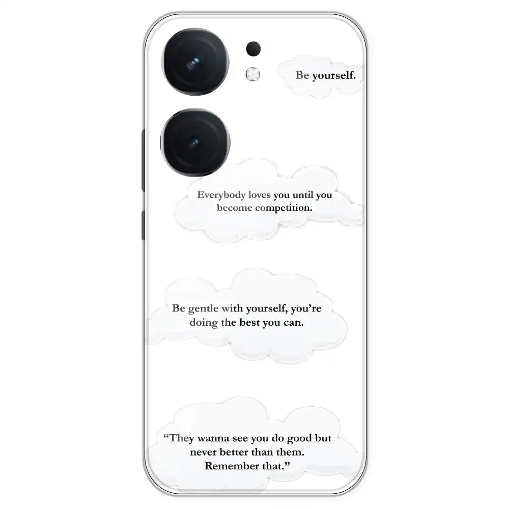 Quotes And Clouds - Clear Printed Silicone Case For iQOO Models