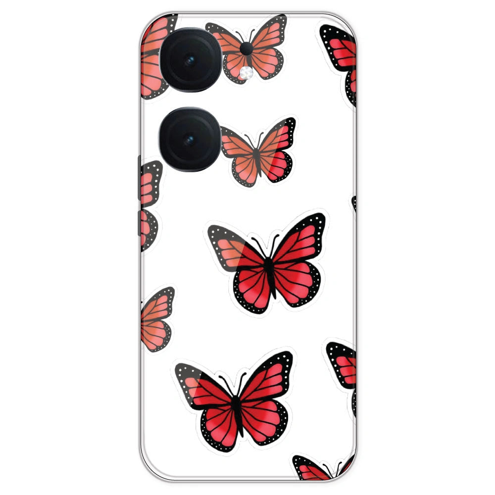 Red Butterfly - Clear Printed Silicone Case For IQOO Neo 9 Pro