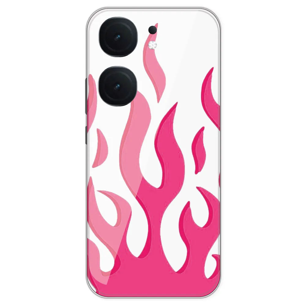 Pink Flames - Clear Printed Silicone Case For iQOO Neo 9 Pro