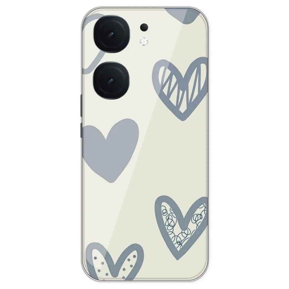 Light Blue Hearts - Printed Silicone Case For IQOO Neo 9 Pro