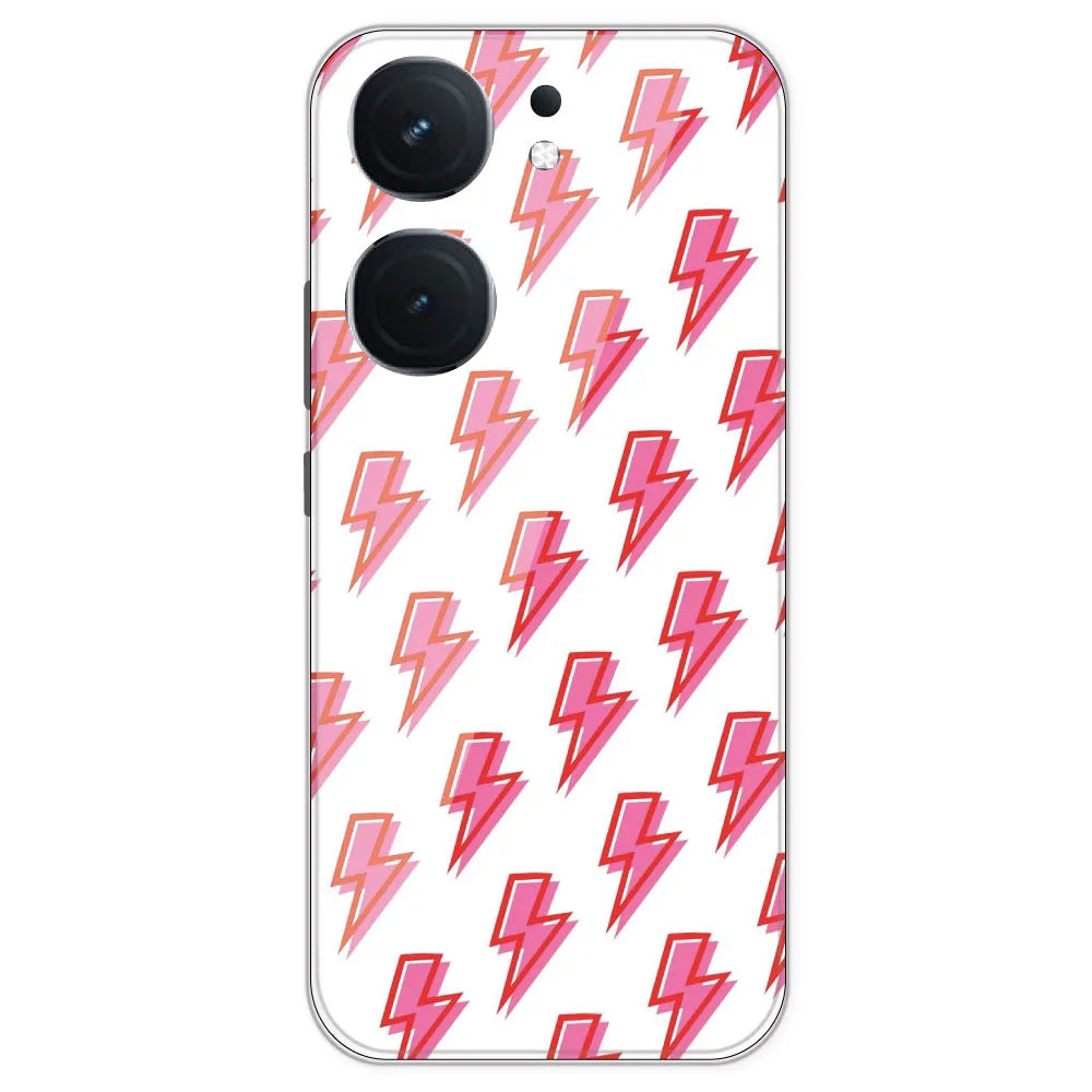 Pink Lightning Bolts - Clear Printed Silicone Case For IQOO Neo 9 Pro
