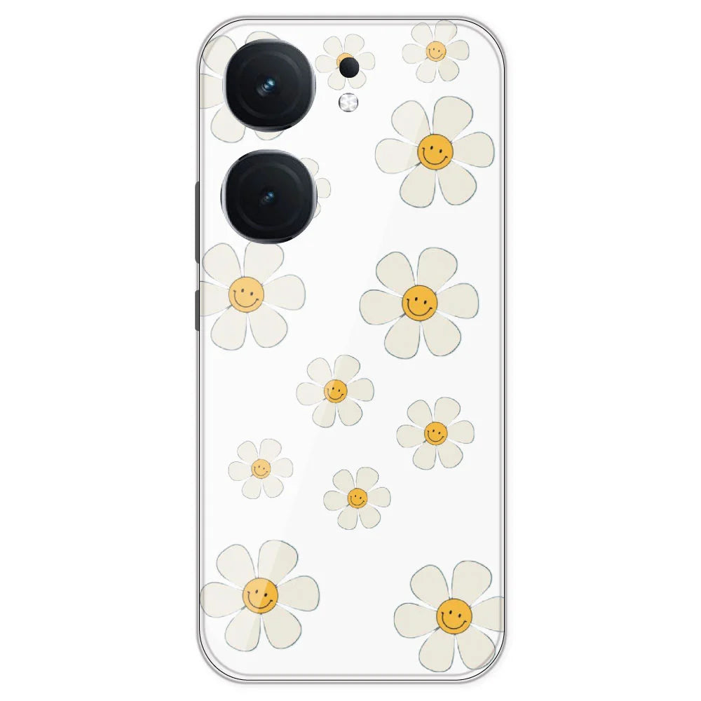 Smile Flowers - Clear Printed Silicone Case For IQOO Neo 9 Pro