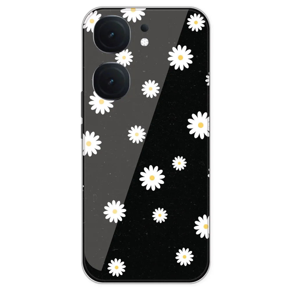 White And Black Flower - Printed Silicone Case For IQOO Neo 9 Pro