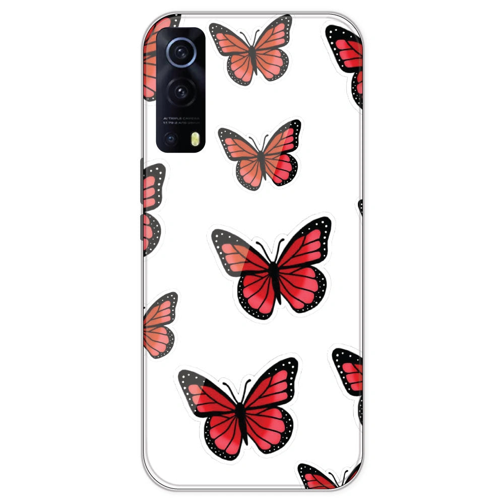 Red Butterfly - Clear Printed Silicone Case For IQOO Z3