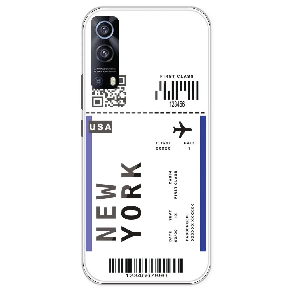 New York Ticket - Clear Printed Silicone Case For IQOO Z3