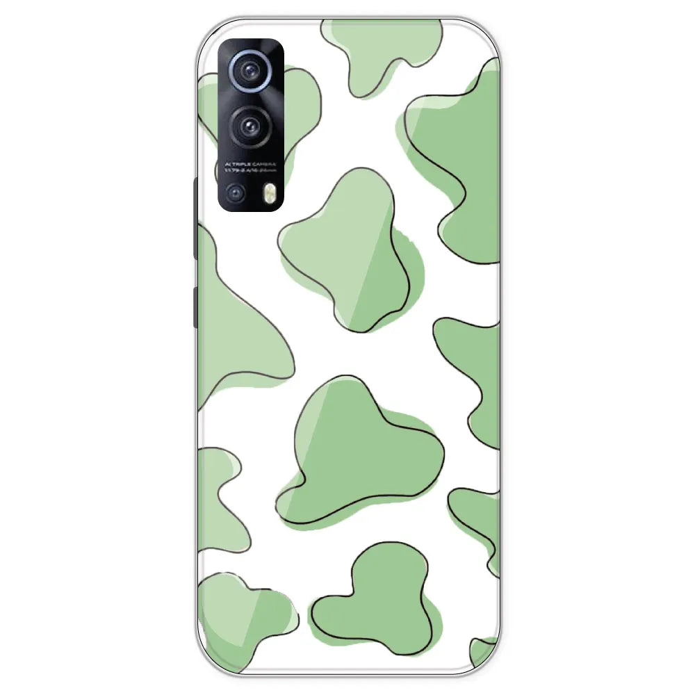 Green Cow Print - Clear Printed Silicone Case For IQOO Z3