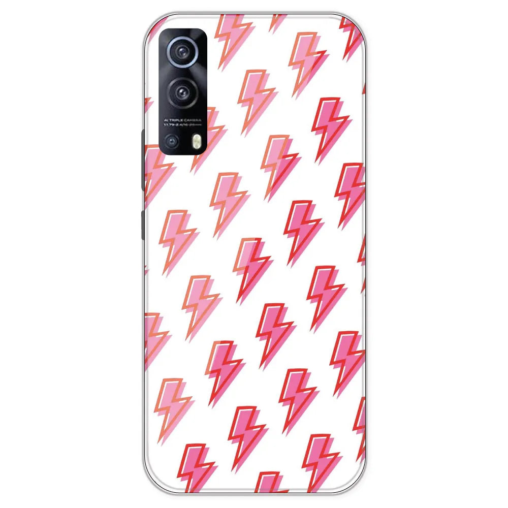 Pink Lightning Bolts - Clear Printed Silicone Case For IQOO Z3