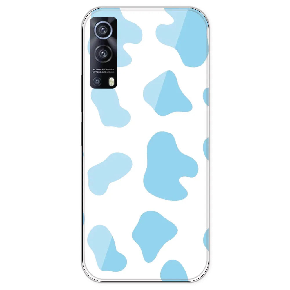 Blue Cow Print - Clear Printed Silicone Case For IQOO Z3