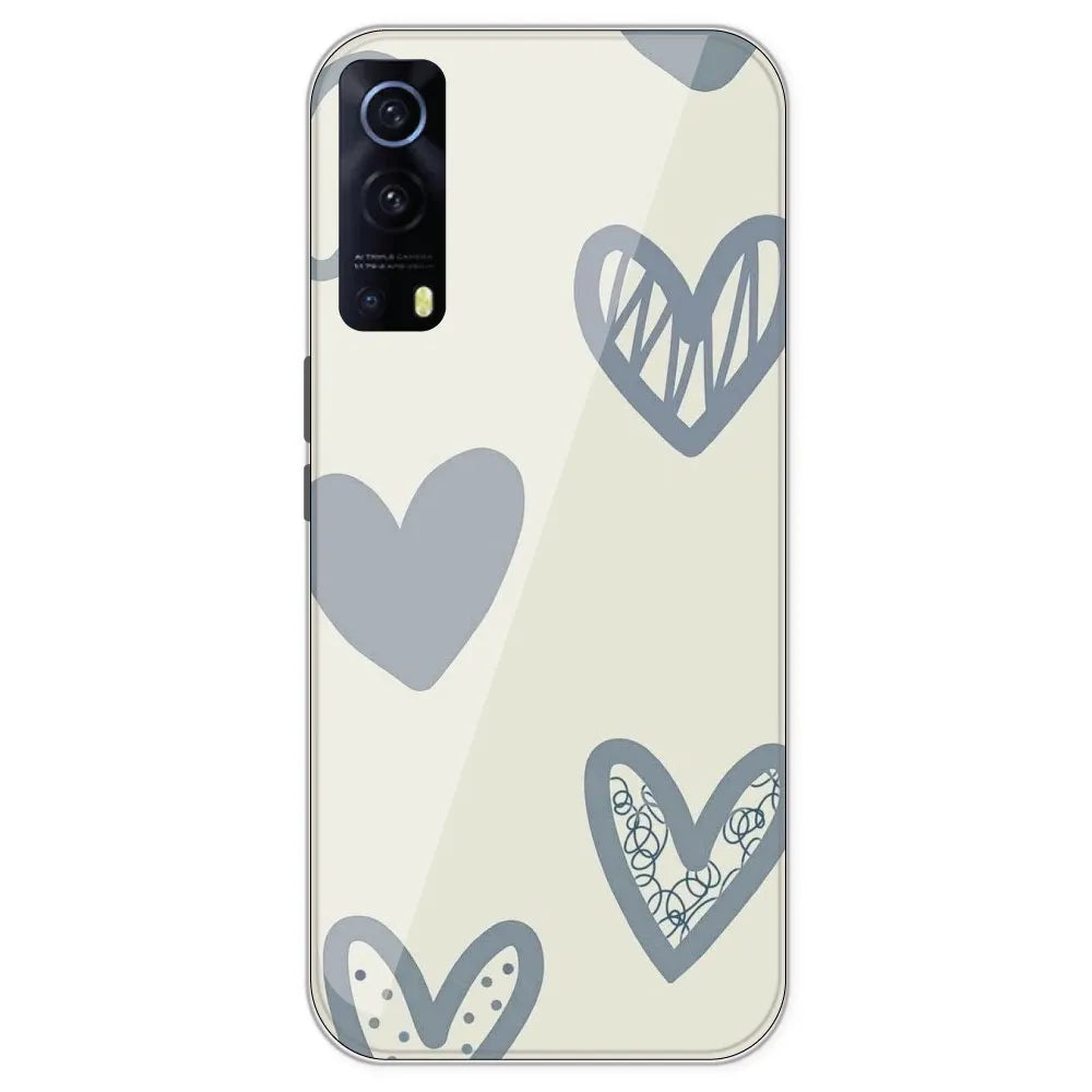 Light Blue Hearts - Printed Silicone Case For IQOO Z3