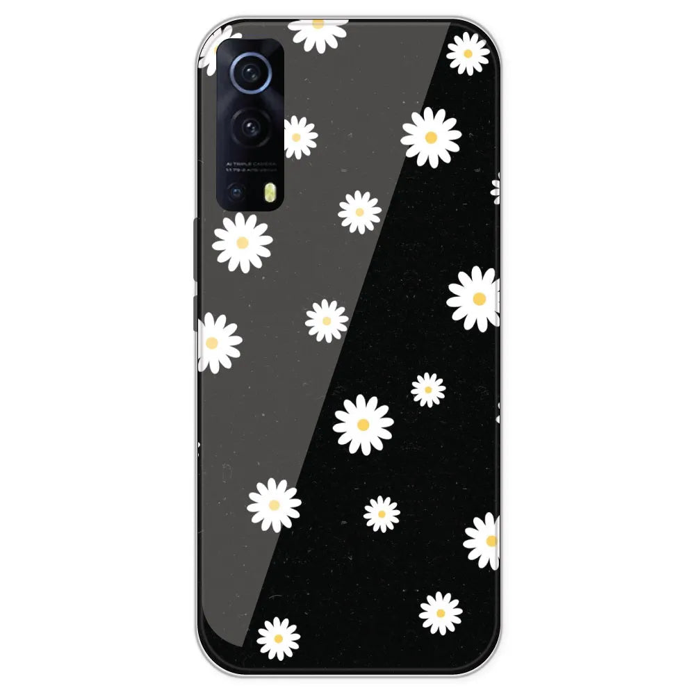White And Black Flower - Printed Silicone Case For IQOO Z3