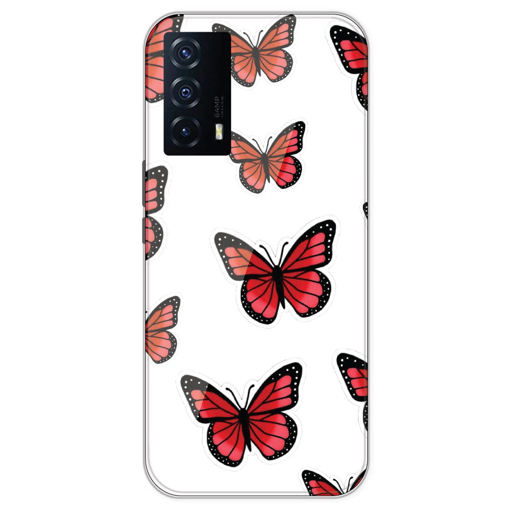 Red Butterfly - Clear Printed Silicone Case For IQOO Z5