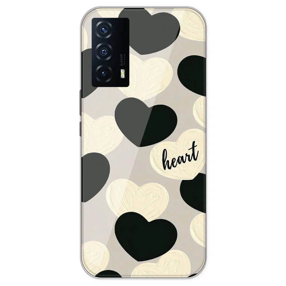 Black And White Heart - Printed Silicone Case For IQOO Z5