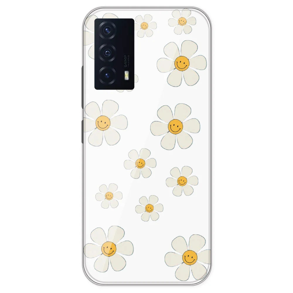Smile Flowers - Clear Printed Silicone Case For IQOO Z5