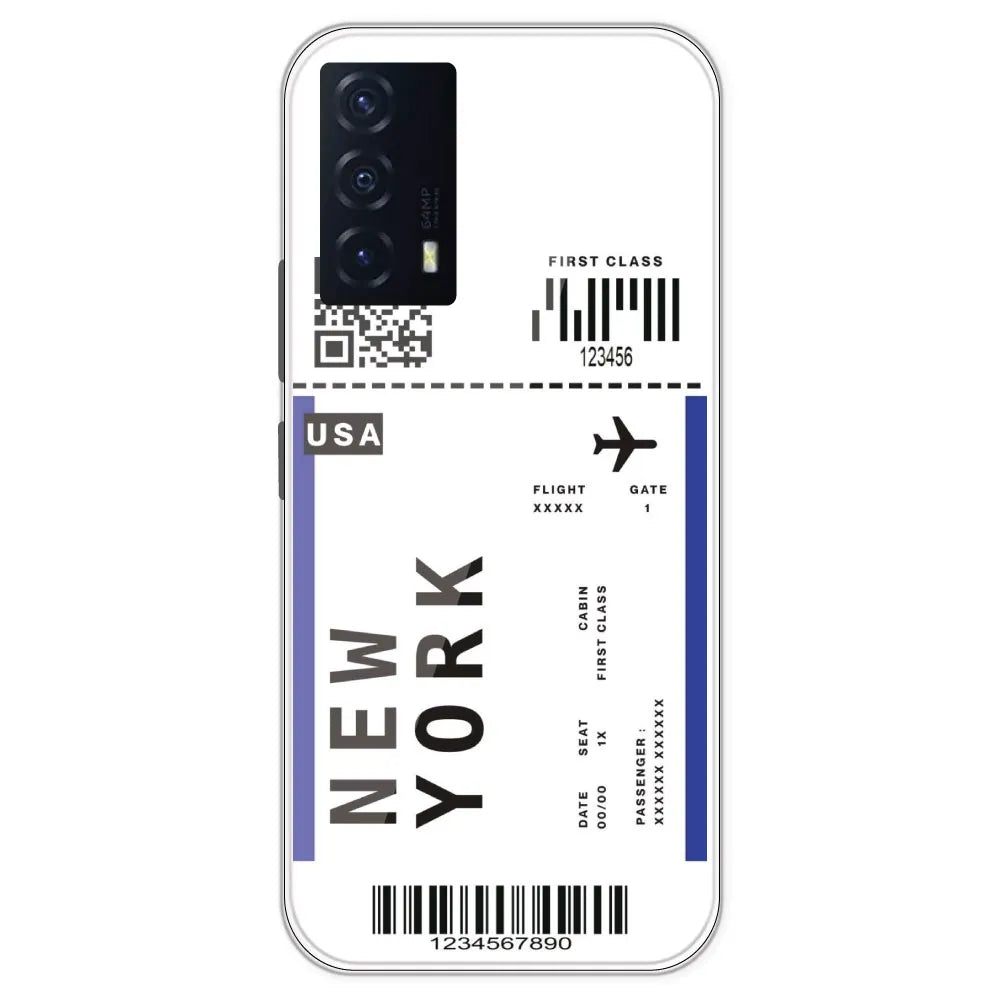 New York Ticket - Clear Printed Silicone Case For IQOO Z5