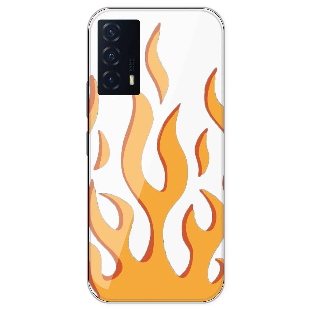 Orange Flames - Clear Printed Silicone Case For IQOO Z5