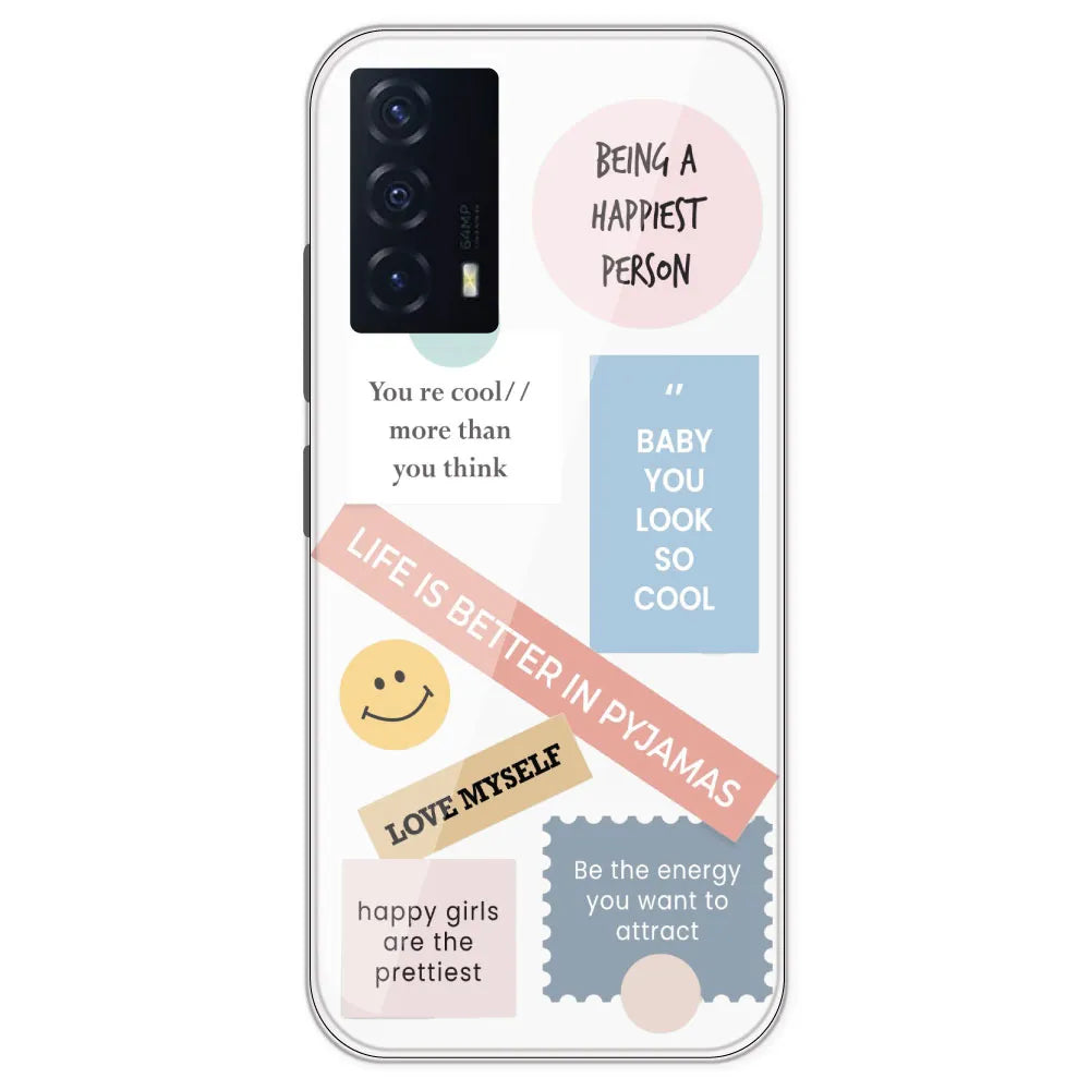 Be Happy - Clear Printed Silicone Case For IQOO Z5