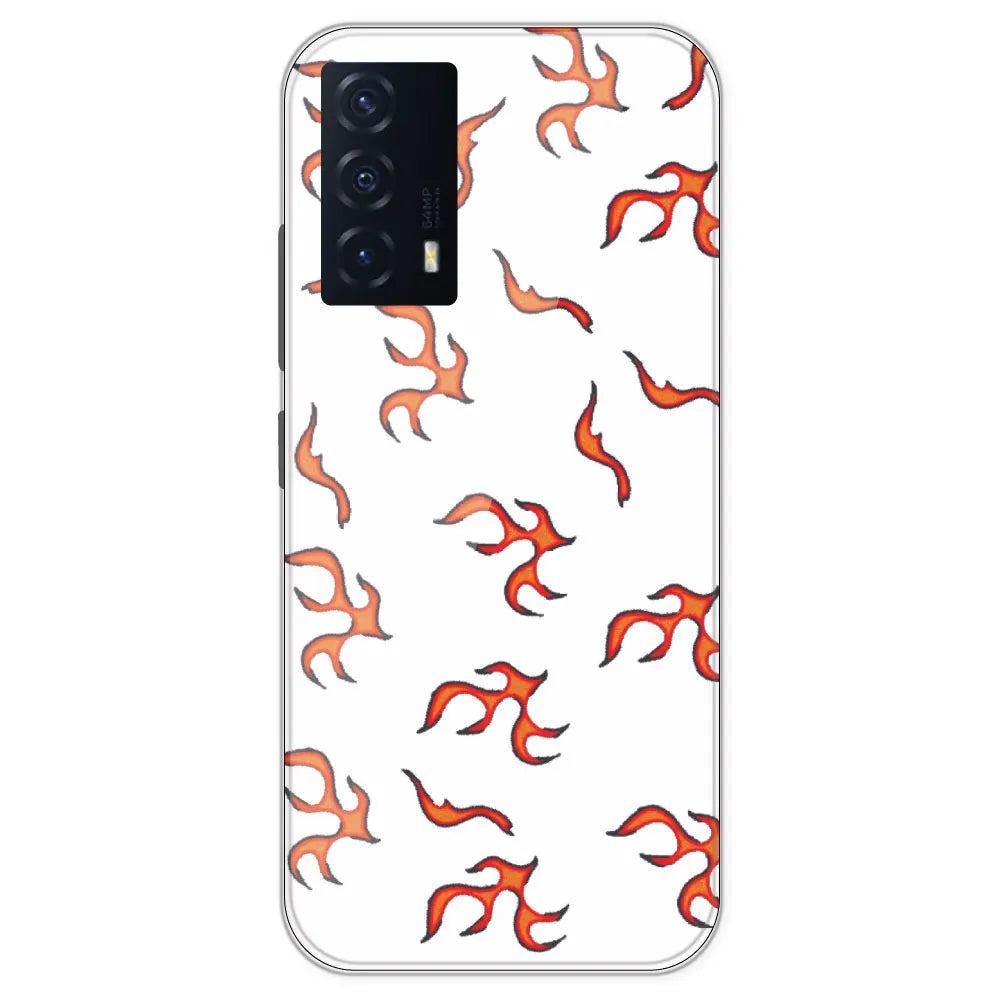 Orange Mini Flames - Clear Printed Silicone Case For IQOO Z5