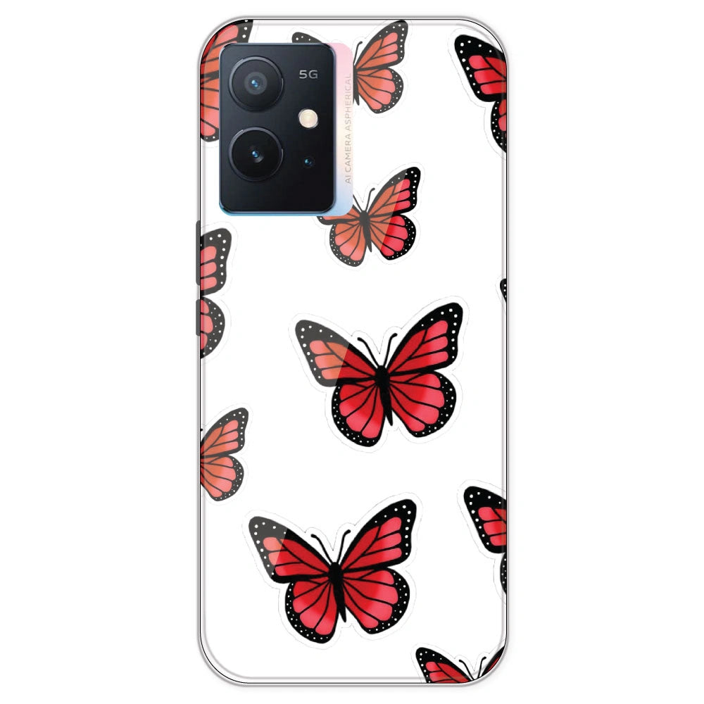 Red Butterfly - Clear Printed Silicone Case For IQOO Z6