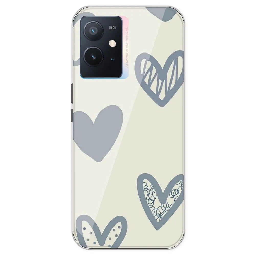 Light Blue Hearts - Printed Silicone Case For IQOO Z6