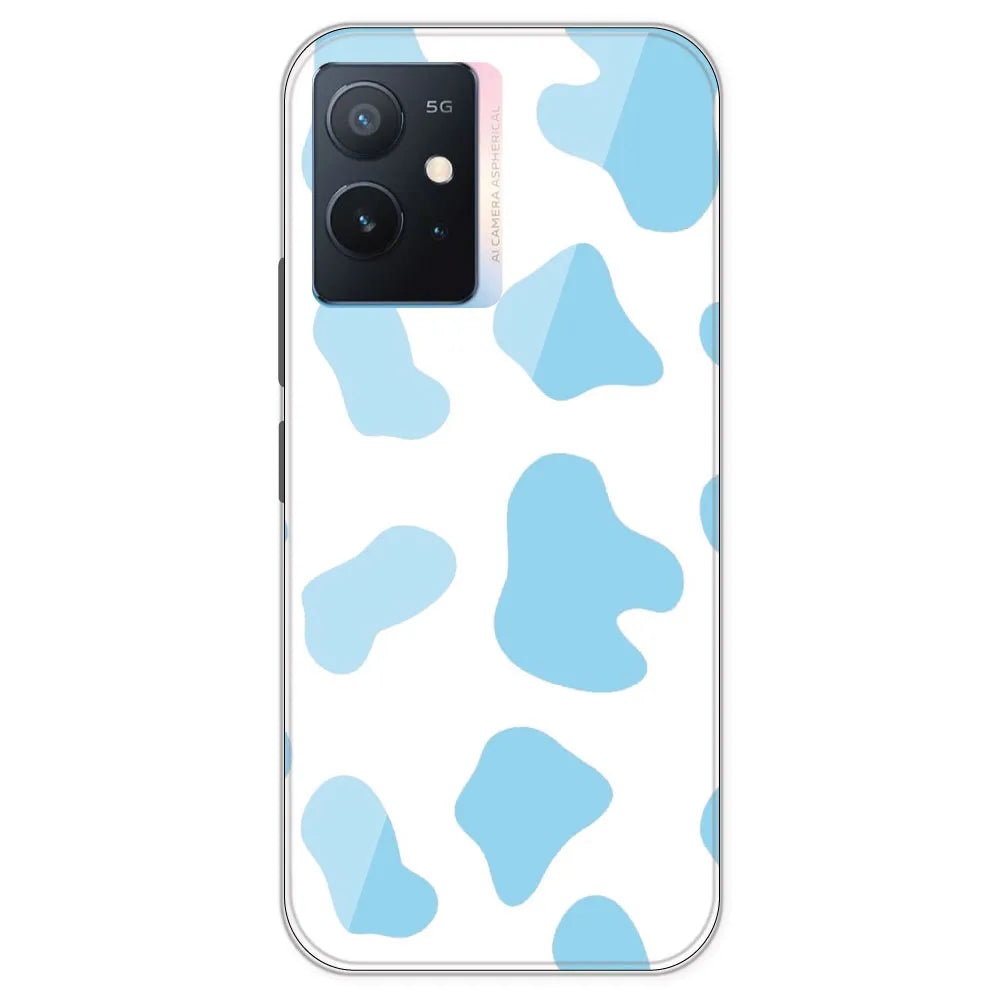 Blue Cow Print - Clear Printed Silicone Case For IQOO Z6