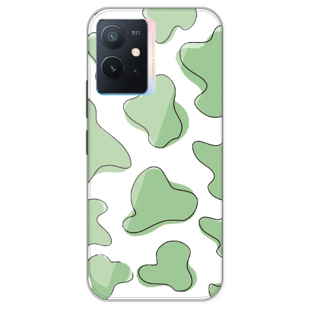 Green Cow Print - Clear Printed Silicone Case For IQOO Z6