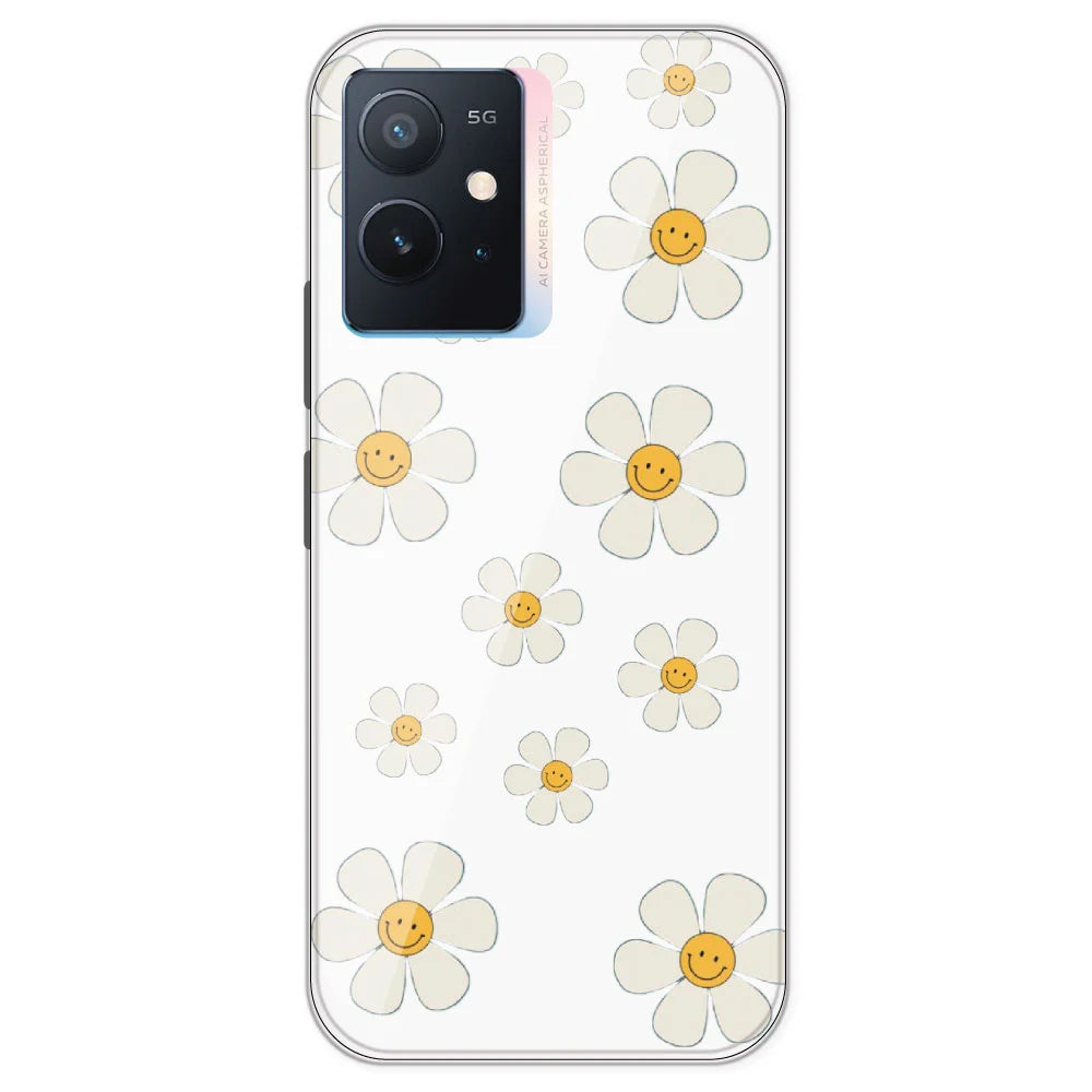 Smile Flowers - Clear Printed Silicone Case For IQOO Z6