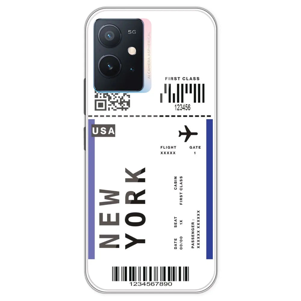 New York Ticket - Clear Printed Silicone Case For IQOO Z6