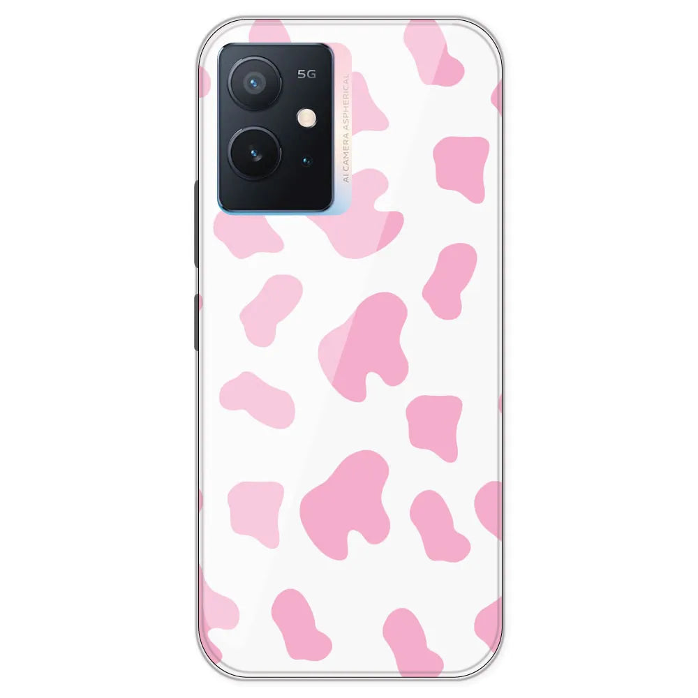 Pink Cow Print - Clear Printed Silicone Case For IQOO Z6
