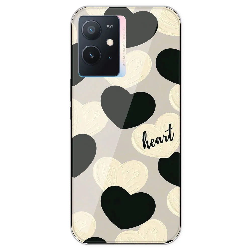 Black And White Heart - Printed Silicone Case For IQOO Z6