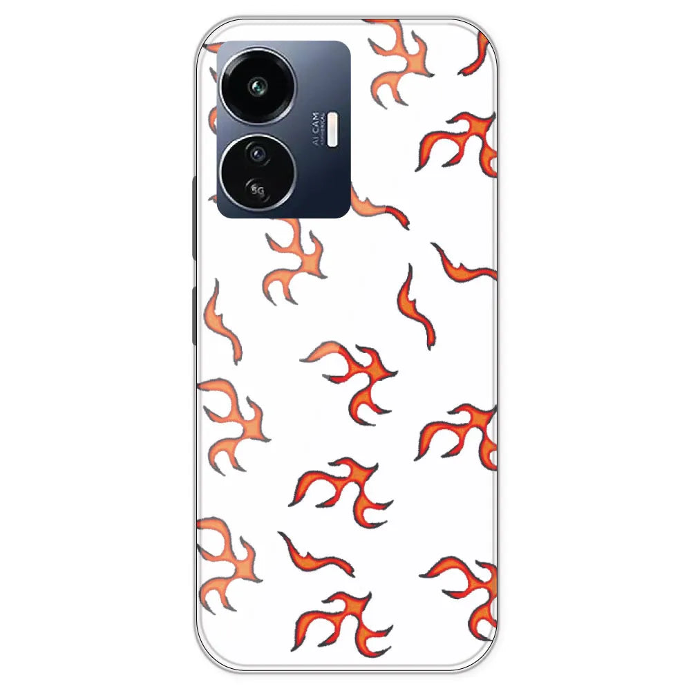 Orange Mini Flames - Clear Printed Silicone Case For IQOO Z6 Lite