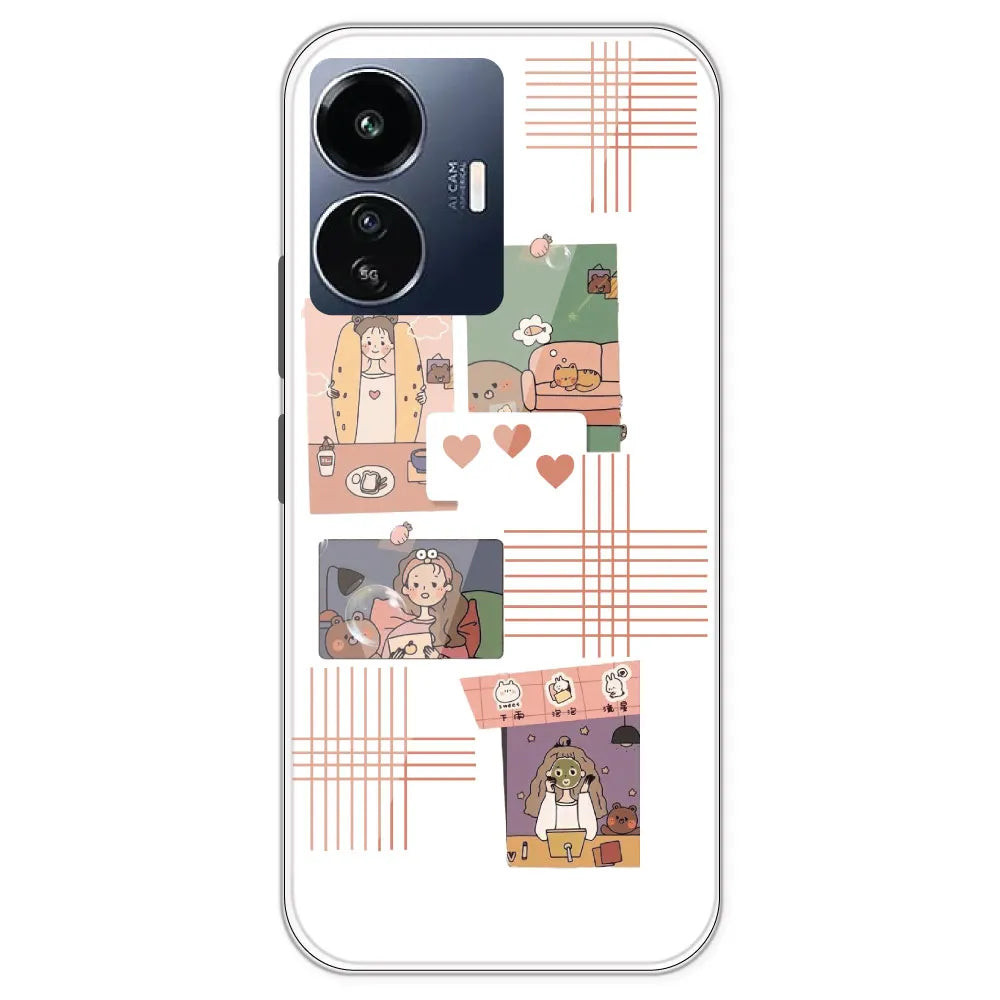 Cute Girl - Clear Printed Silicone Case For IQOO Z6 Lite