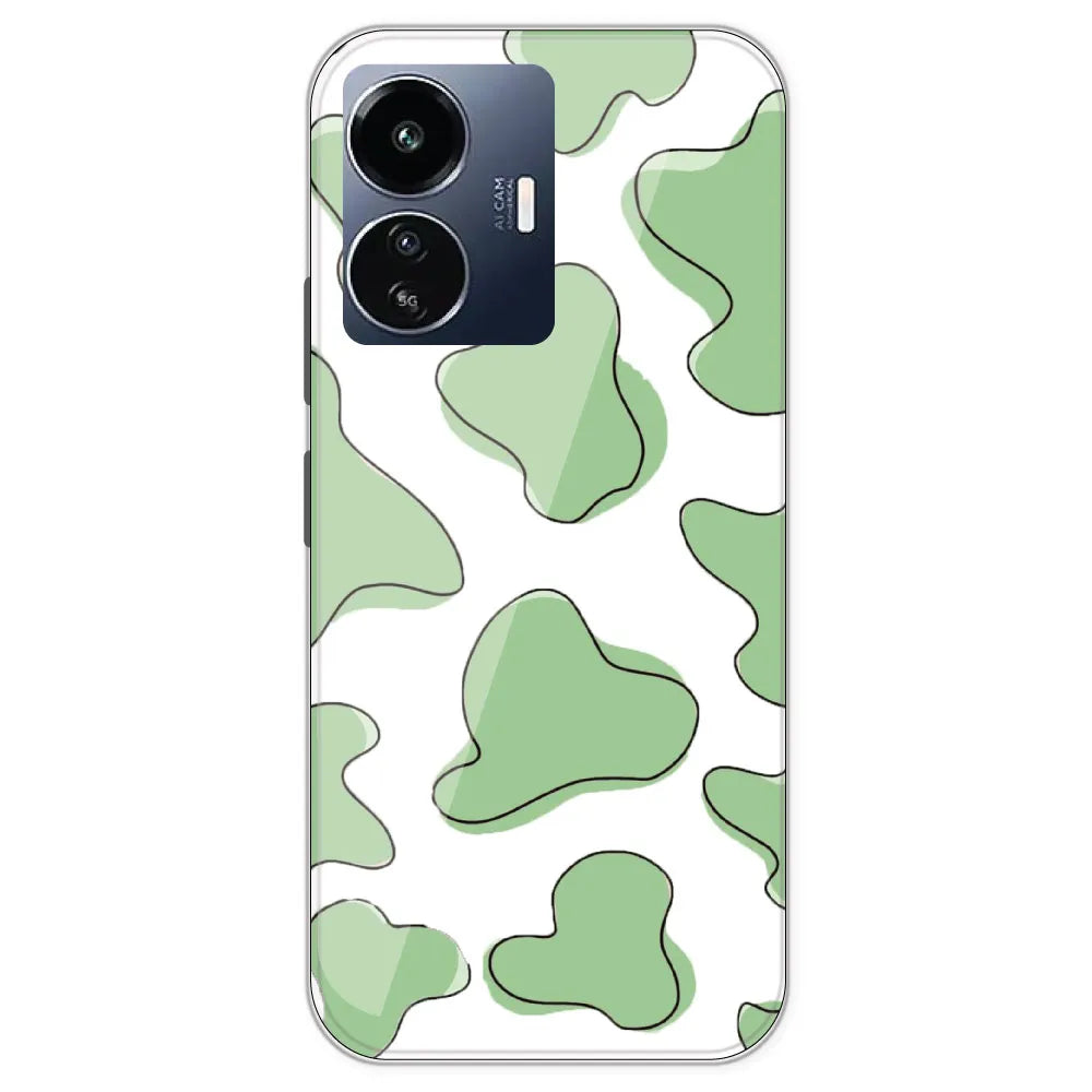 Green Cow Print - Clear Printed Silicone Case For IQOO Z6 Lite