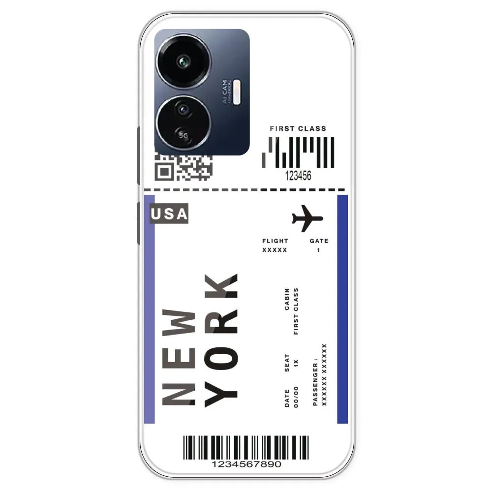 New York Ticket - Clear Printed Silicone Case For IQOO Z6 Lite