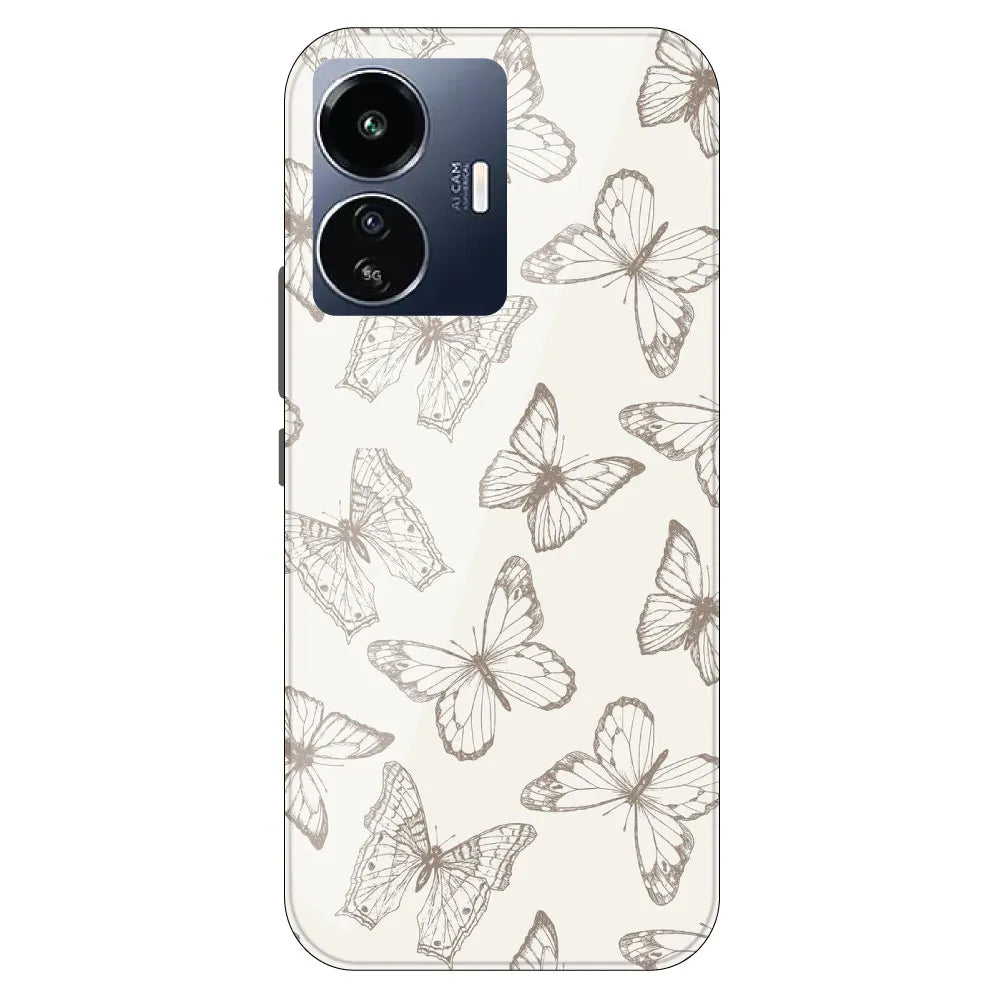 White Butterflies - Printed Silicone Case For IQOO Z6 Lite