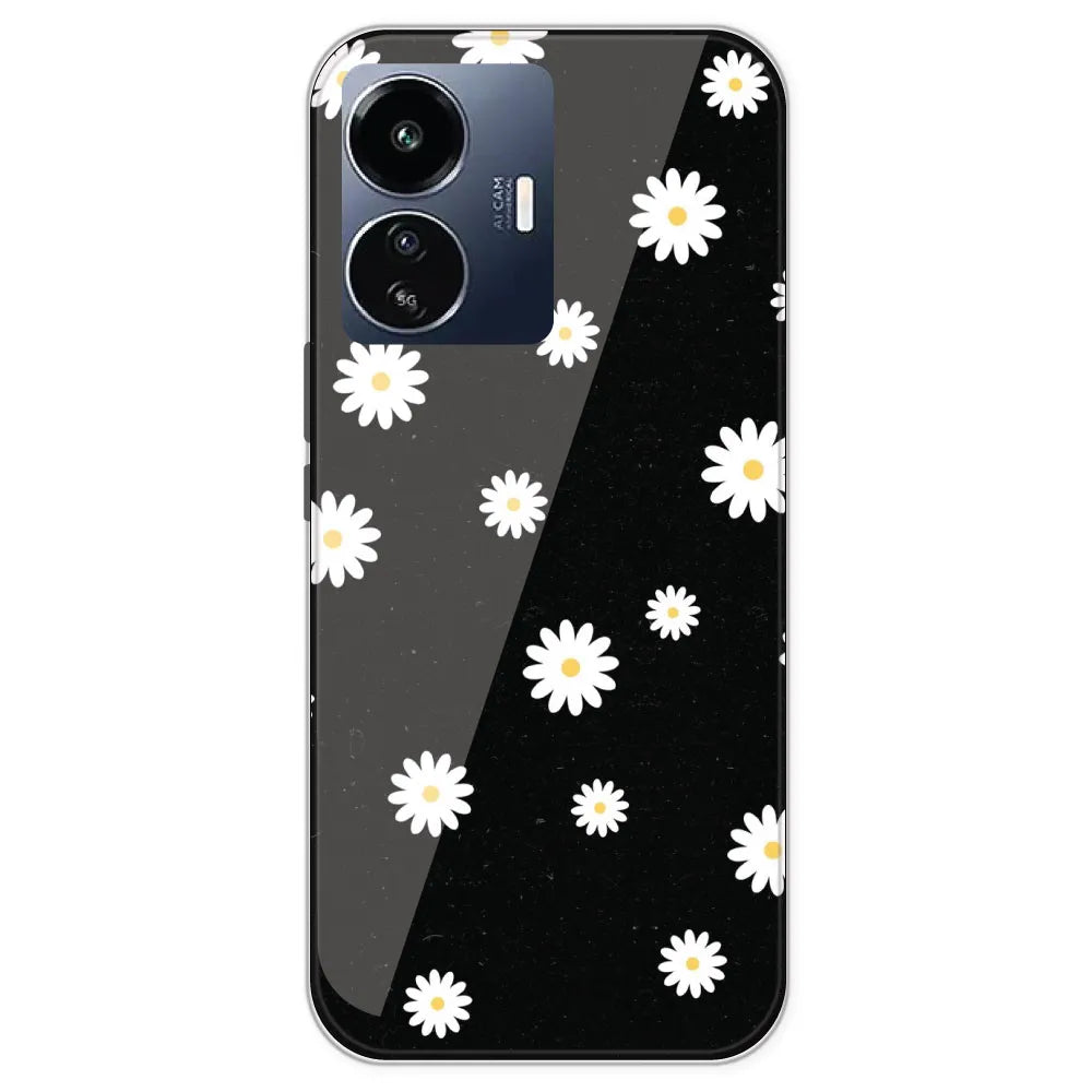 White And Black Flower - Printed Silicone Case For IQOO Z6 Lite