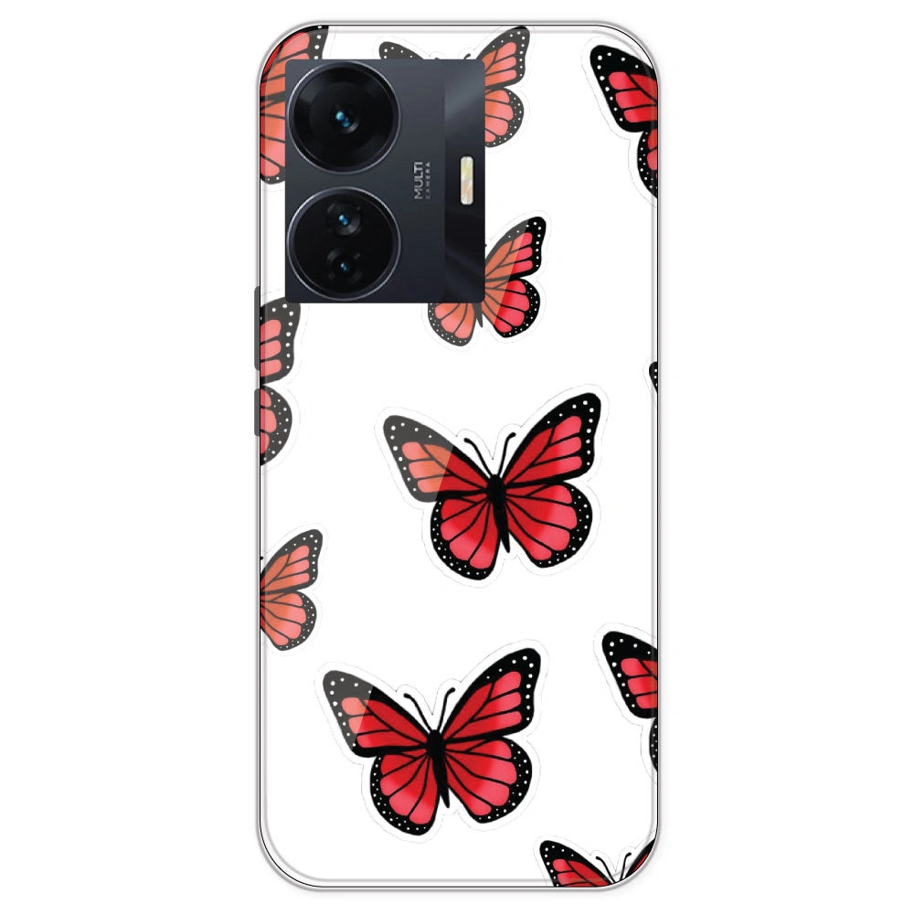 Red Butterfly - Clear Printed Silicone Case For IQOO Z6 Pro