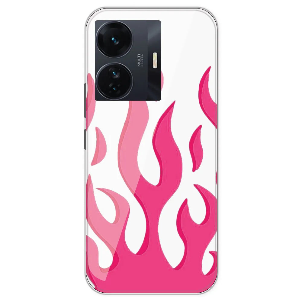 Pink Flames - Clear Printed Silicone Case For iQOO Z6 Pro