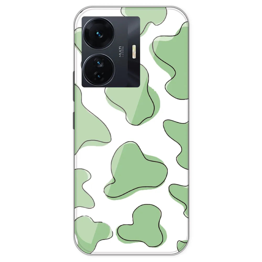 Green Cow Print - Clear Printed Silicone Case For IQOO Z6 Pro