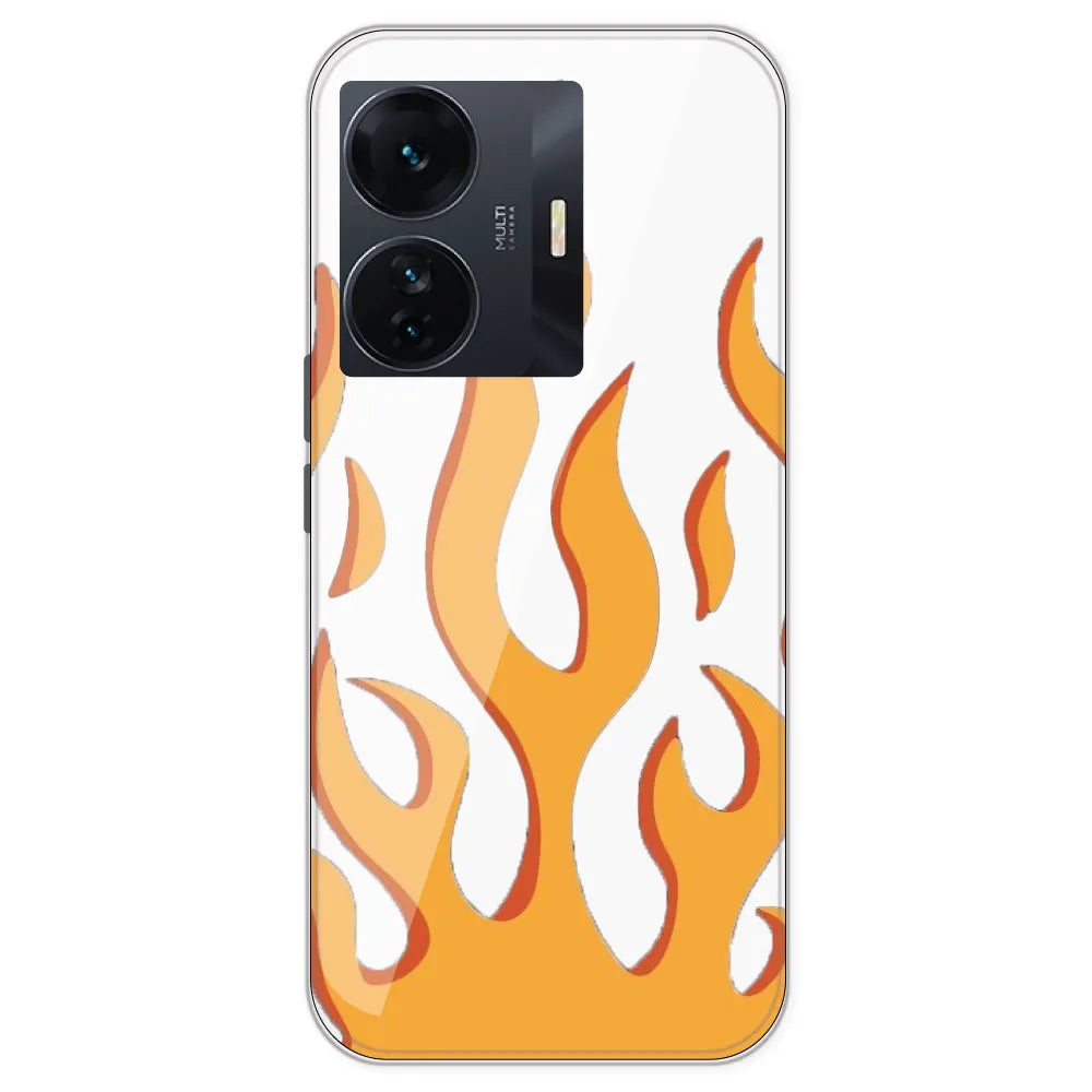 Orange Flames - Clear Printed Silicone Case For IQOO Z6 Pro