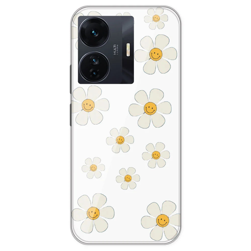Smile Flowers - Clear Printed Silicone Case For IQOO Z6 Pro