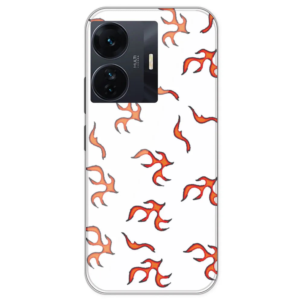 Orange Mini Flames - Clear Printed Silicone Case For IQOO Z6 Pro